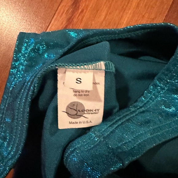 Look-It Gymnastics Dance Leotard W/ Scrunchy Blue & Silver S 3/4 - Like New! - Picture 4 of 5